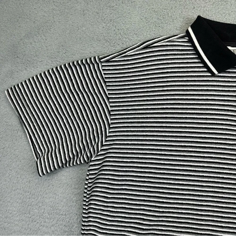 Darlington Raceway Polo Shirt Mens Large Black‎ White Striped NASCAR Racing Zip